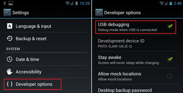 usb debugging on android phone